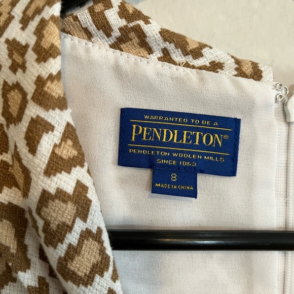 PENDLETON Linen Blend Animal Print Retro Shift Midi Dress With Pockets Size 8 - Picture 7 of 10